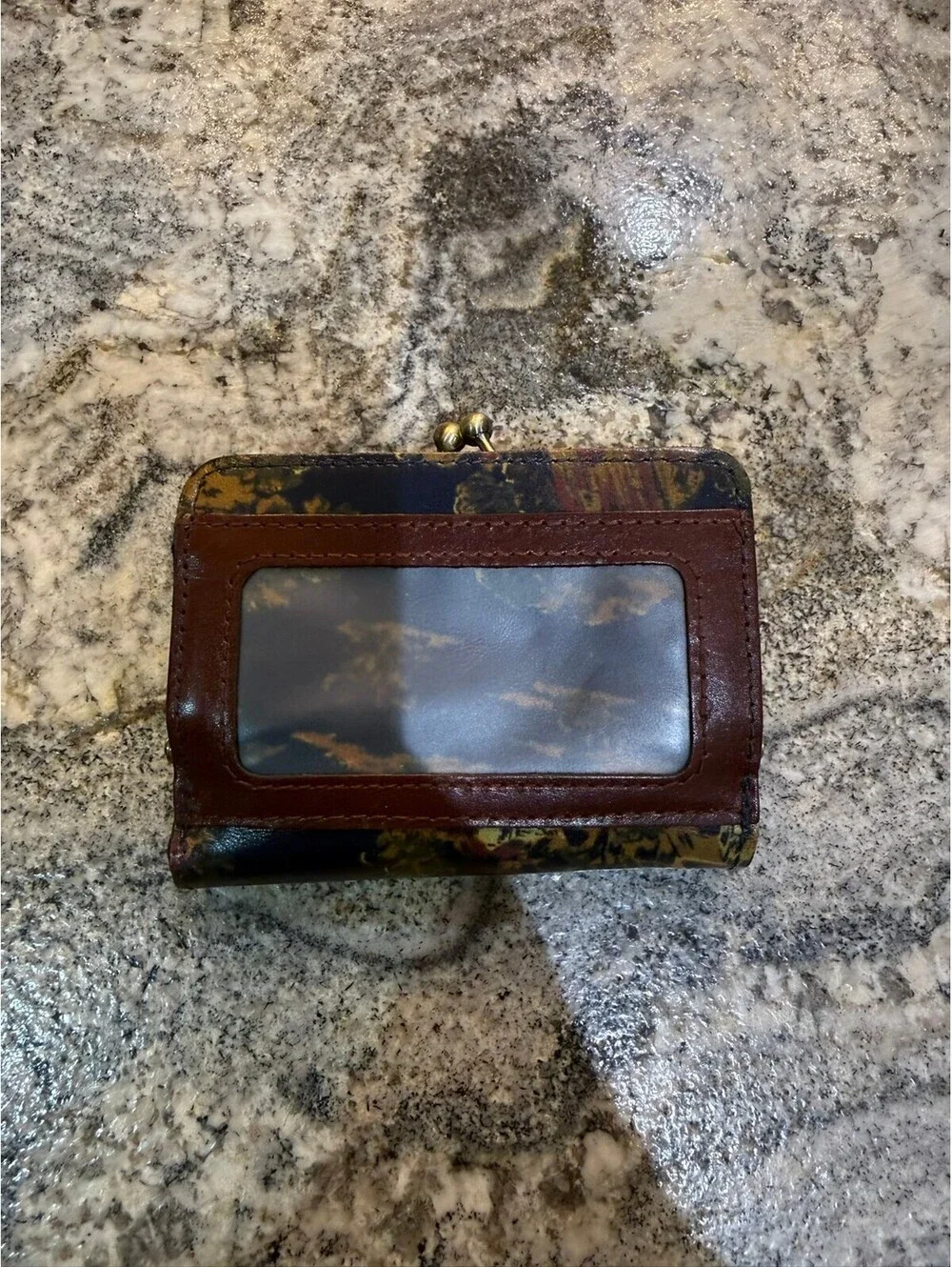 Patricia Nash Brown Leather Floral Print Wallet with Coin Purse